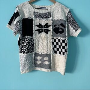 Mariea Kim Patchwork Apple Checkboard Vintage Sweater L USA Mariana Islands Wool